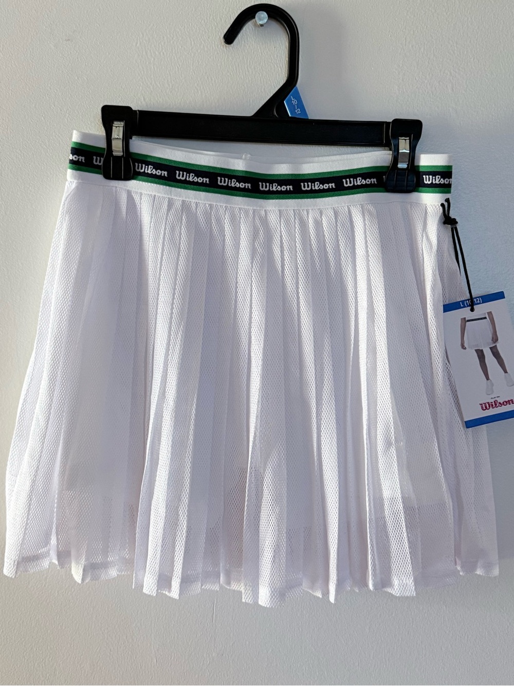 Wilson White Pleated Skater Tennis Skirt with Green-Trim Waistband